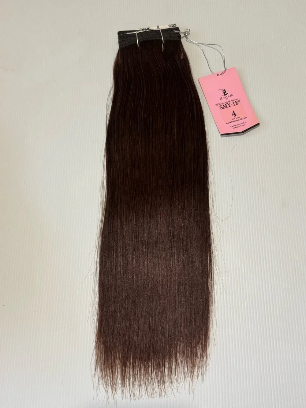 Harlem 125 SMY-18” 100% Human Hair Yaki Extensions Color #4 Medium Brown